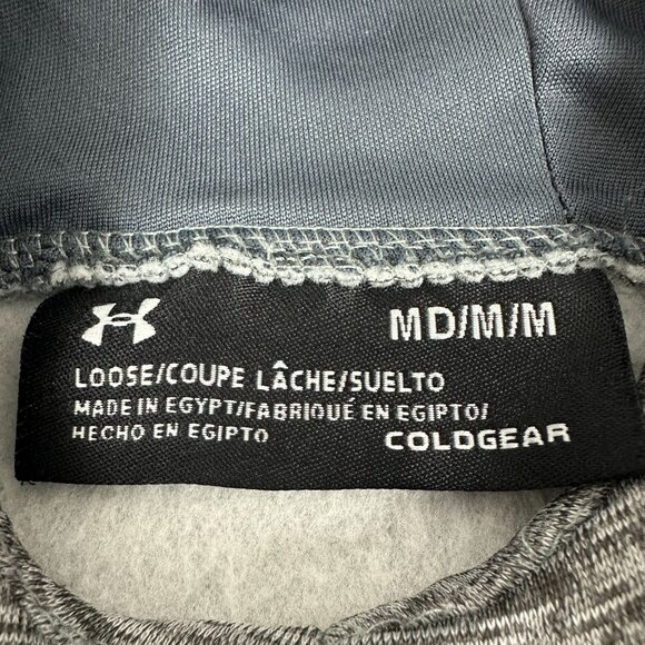 Under Armour ColdGear Loose Fit Gray Hooded Sweatshirt M 100% Polyester - Picture 2 of 7